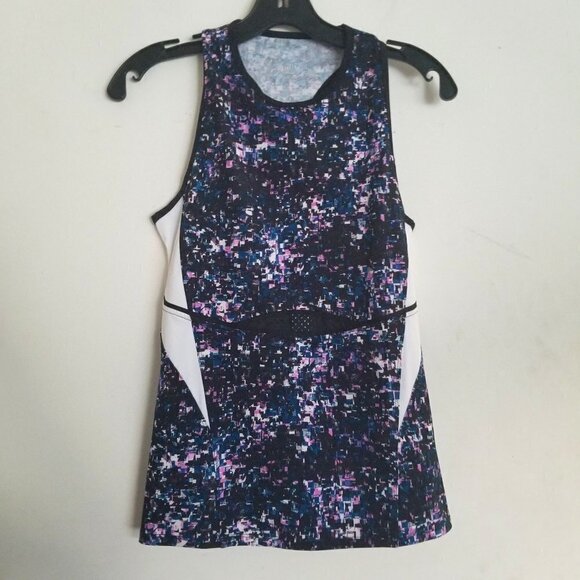 Tail Racerback Abstract Print Mesh Front Tank Top - Picture 1 of 11